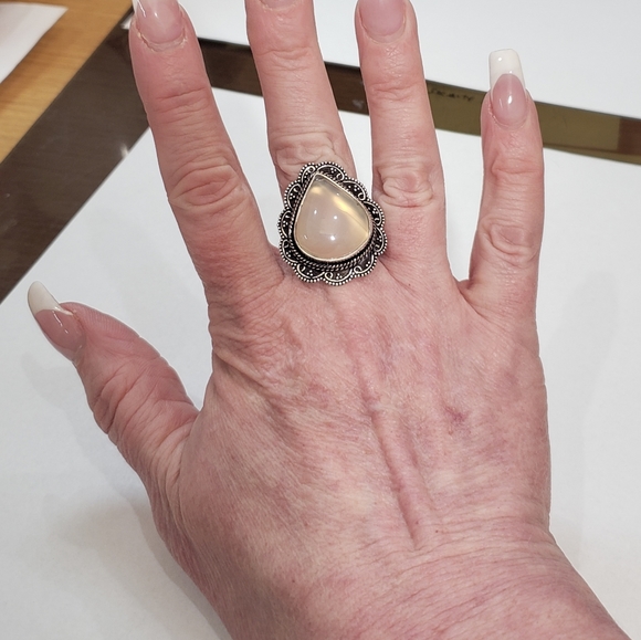 Quartz ring, 925 silver rose quartz vintage antique ring - Picture 13 of 14